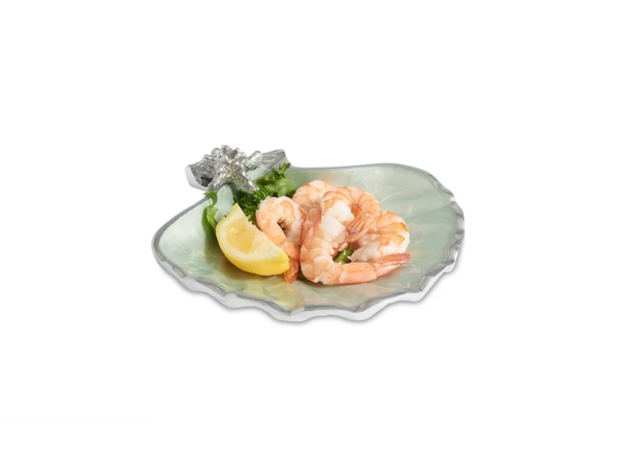 Julia Knight 8.5-Inch Scallop Starfish Bowl with Hydrangea Floral Design for Coastal Home Decor