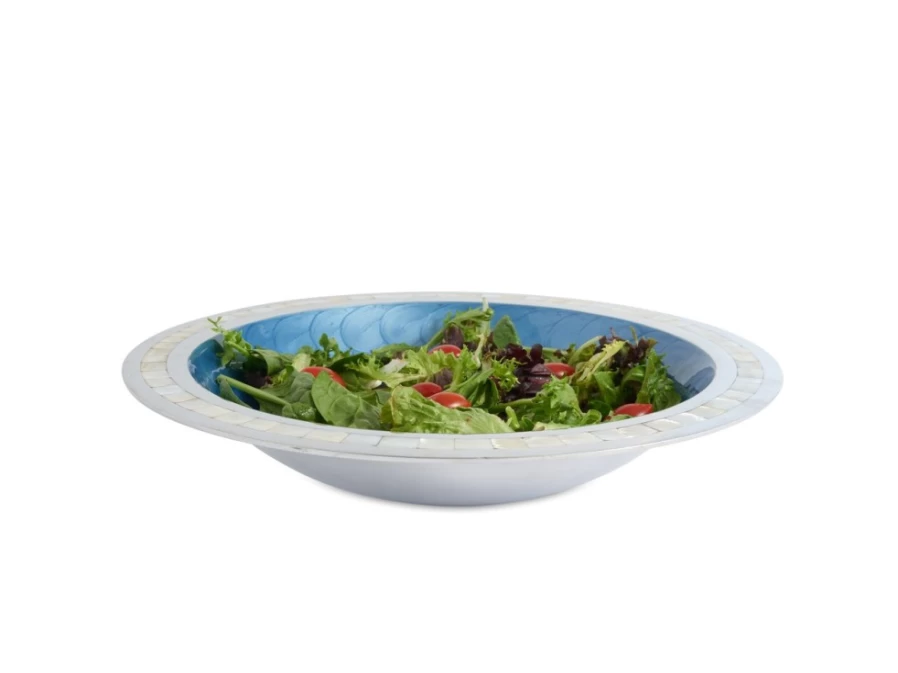 Julia Knight 15" Azure Blue Classic Round Serving Bowl - Handcrafted Ceramic Dish for Dining & Decor