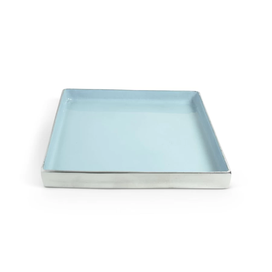Julia Knight 12.5" Square Tray in Glacial Blue - Elegant Serving Platter for Dining & Decor