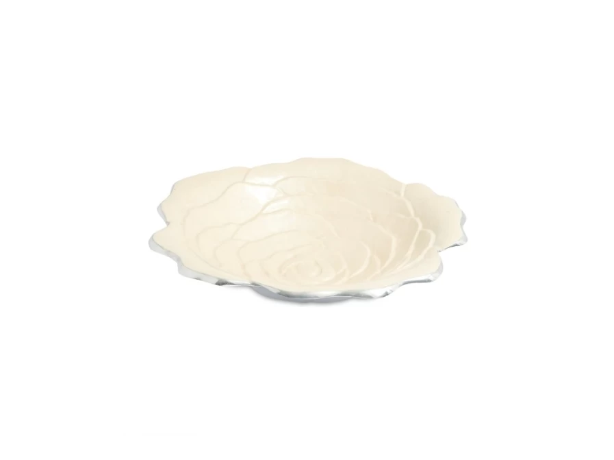 Julia Knight 15-Inch Rose Decorative Bowl for Snow-Themed Decor