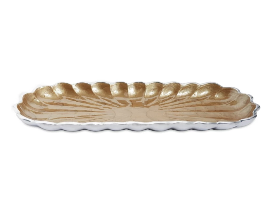 Julia Knight 14" Rectangular Peony Tray - Elegant Toffee-Colored Serving Platter