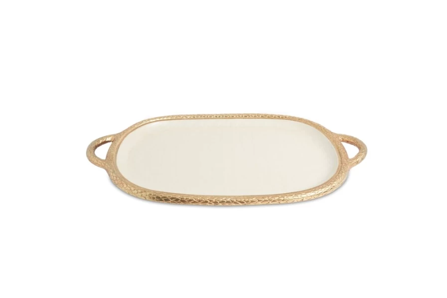 Julia Knight 22.5" Florentine Gold Snow Decorative Handled Tray
