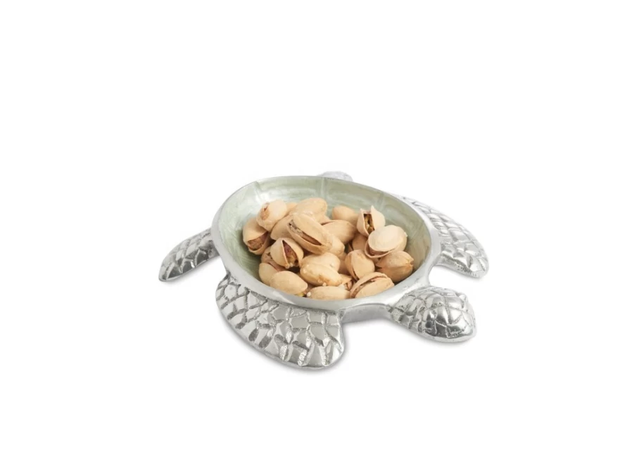 Julia Knight Handcrafted 6-Inch Sea Turtle Ceramic Bowl with Hydrangea Floral Design