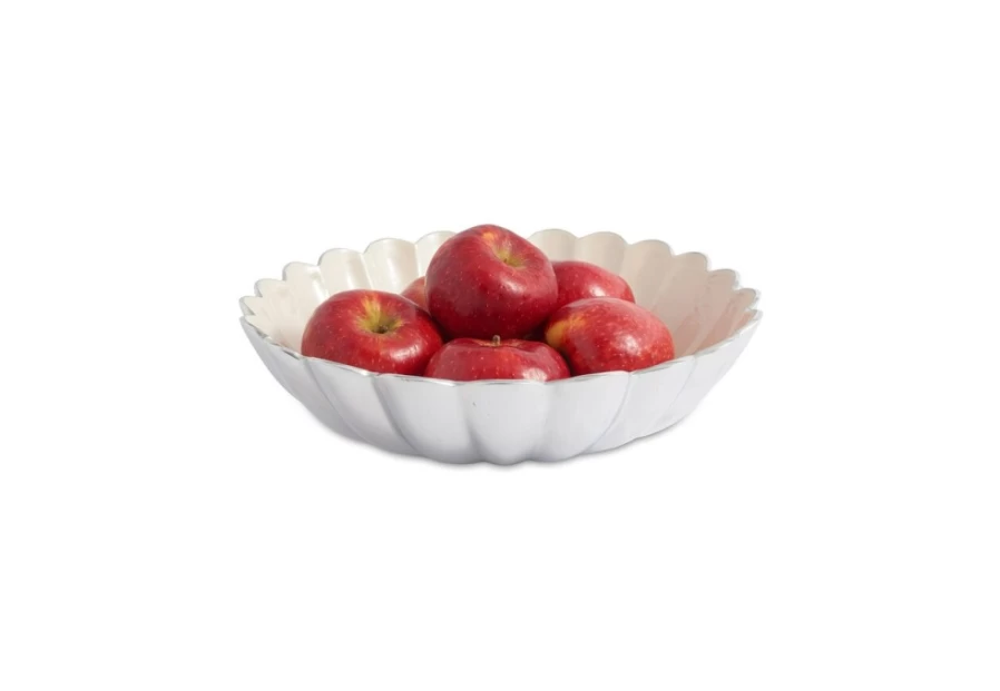 Julia Knight 12-Inch Round Deep Bowl with Peony Snow Design for Dining & Decor