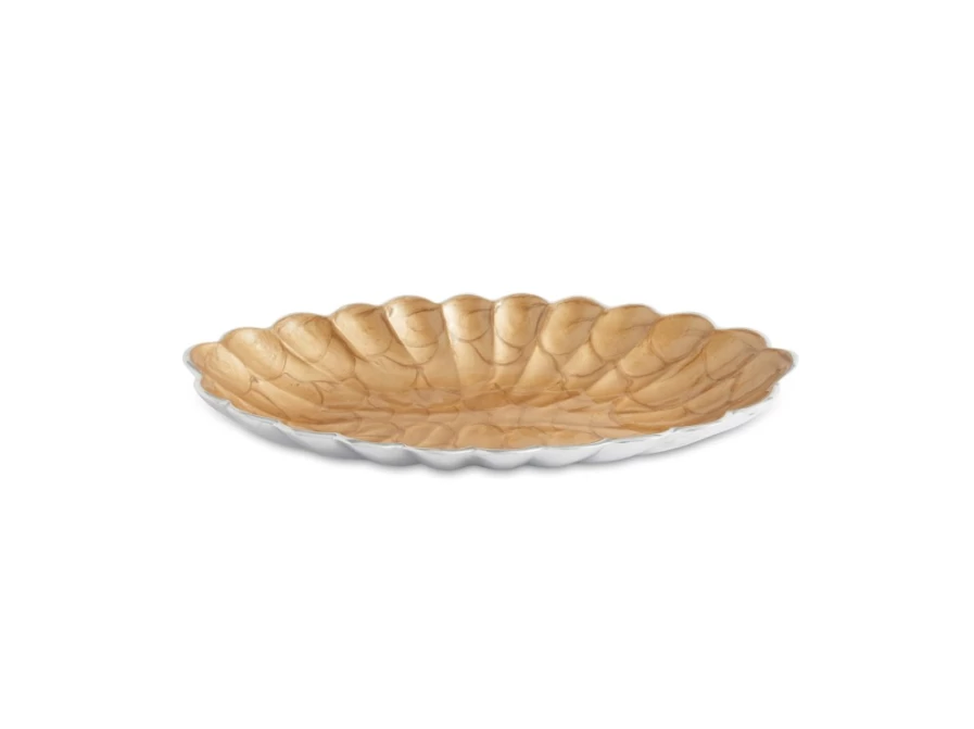 Julia Knight 16" Oval Toffee Bowl - Handcrafted Peony Design, Elegant Serving Bowl for Dining & Decor