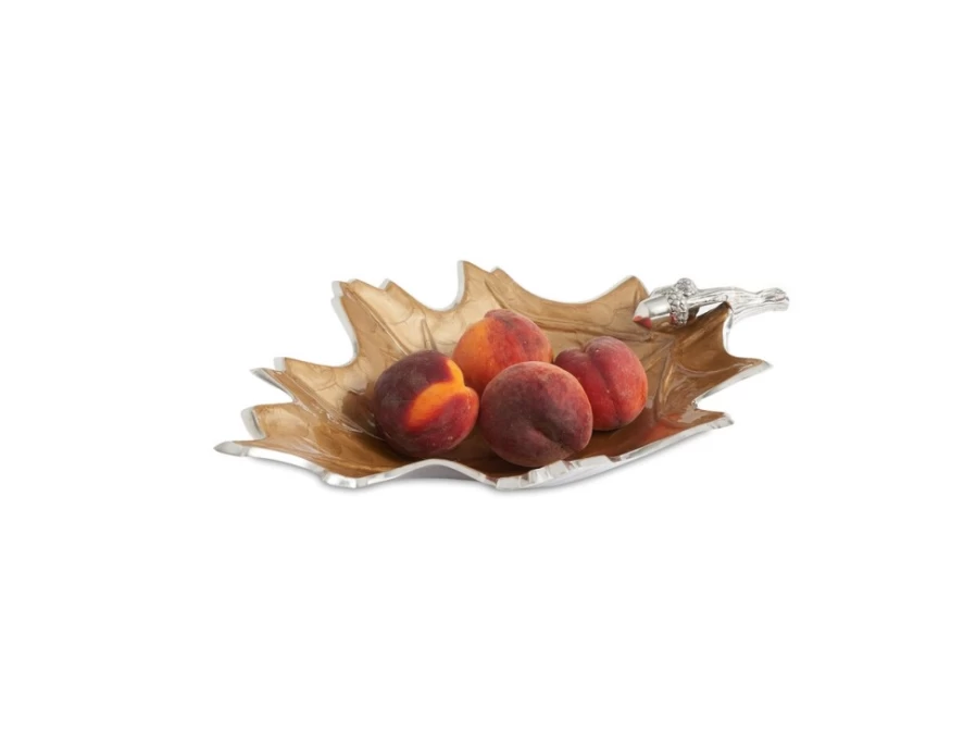 Julia Knight 15-Inch Oak Leaf Design Toffee Serving Bowl – Handcrafted Rustic Tableware for Desserts & Entertaining