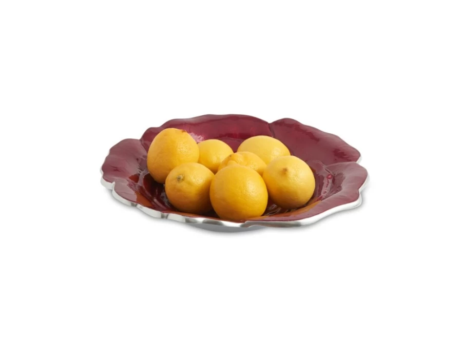 Julia Knight 12-Inch Pomegranate Design Ceramic Bowl - Handcrafted Rose Decorative Serving Bowl