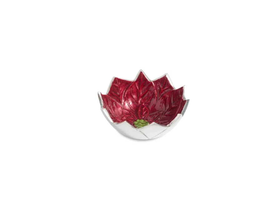 "Julia Knight 5-Inch Poinsettia Bowl with Pomegranate Design - Holiday Decorative Plant Pot"