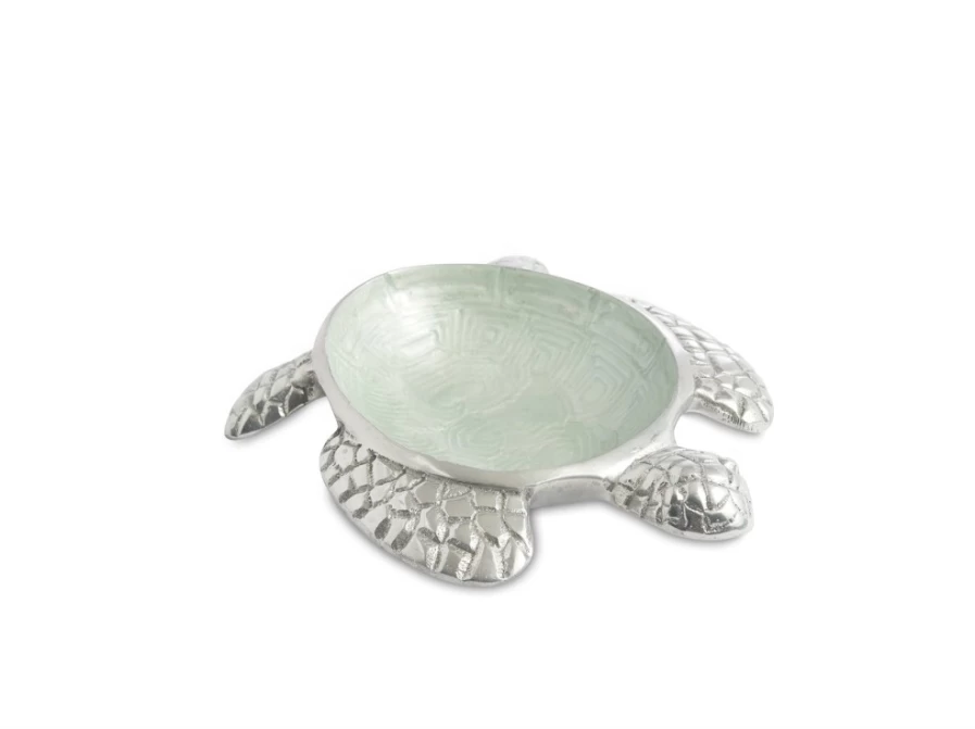 Julia Knight Handcrafted 6-Inch Sea Turtle Ceramic Bowl with Hydrangea Floral Design