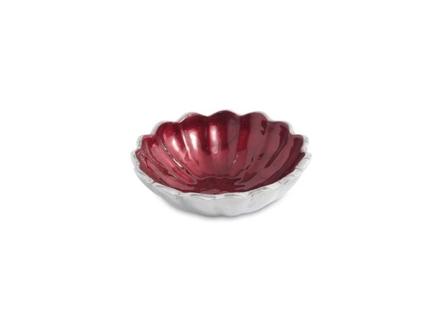 "Julia Knight 4" Petite Bowl in Pomegranate – Handcrafted Peony Design Ceramic Dish"