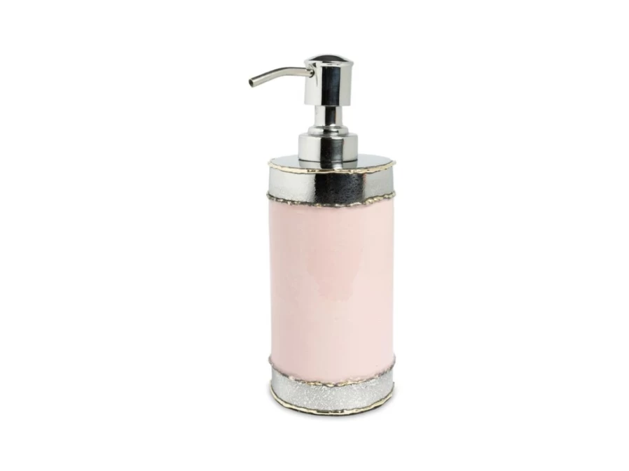 Julia Knight 7.5" Pink Lace Soap and Lotion Dispenser - Elegant Bathroom Decor