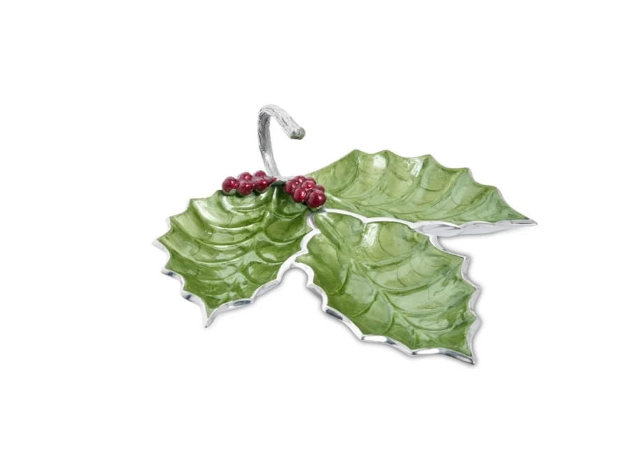 Julia Knight 13" 3-Piece Mojito Server Set with Holly Sprig and Red Berries Decoration