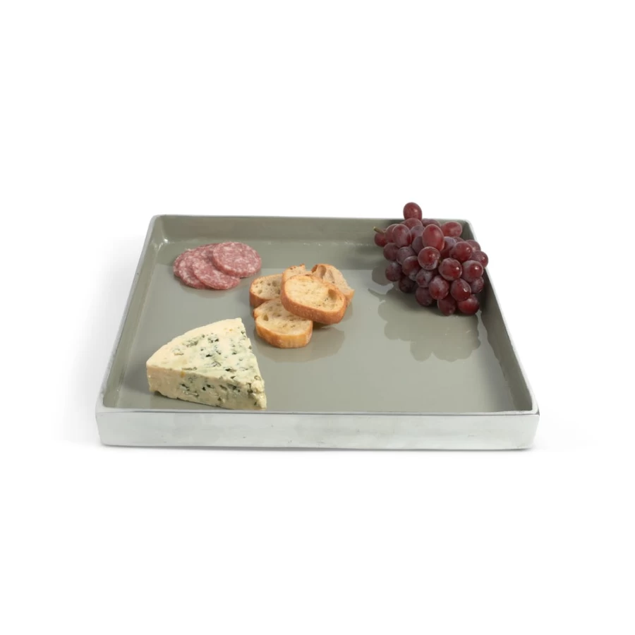 Julia Knight 12.5" Platinum Square Serving Tray - Elegant Dining & Entertaining Dish