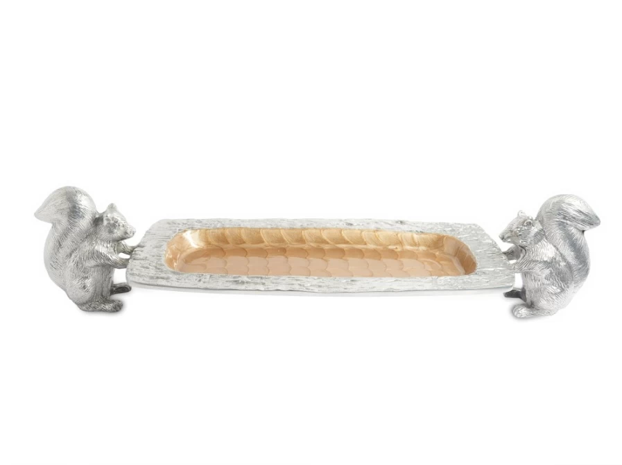 Julia Knight 21-Inch Squirrel Design Decorative Tray in Toffee Finish for Centerpiece and Home Decor
