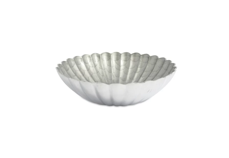 Julia Knight 15 Inch Platinum Round Bowl - Handcrafted Peony Design for Elegant Dining