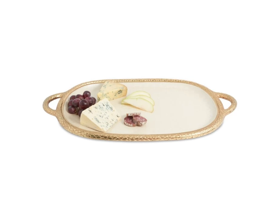 Julia Knight 22.5" Florentine Gold Snow Decorative Handled Tray