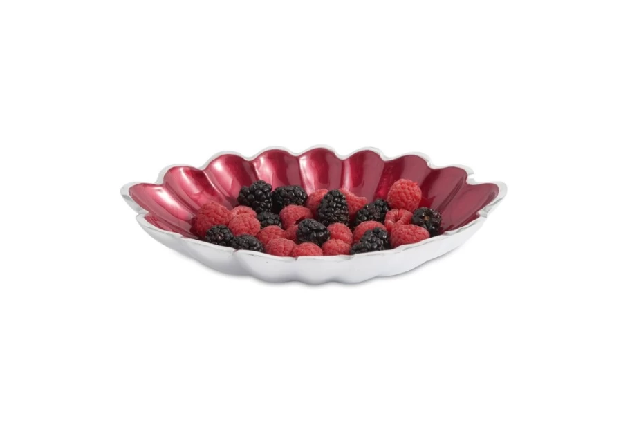 Julia Knight 8-Inch Oval Porcelain Bowl Hand-Painted Pomegranate & Peony Floral Design