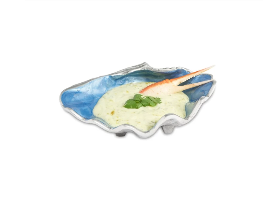 Julia Knight 8-Inch Azure Tahitian Clam Shell Bowl | Handcrafted Decorative Seashell Bowl for Home & Beach Decor
