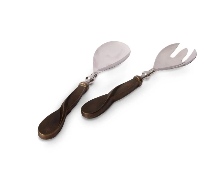 Julia Knight Bronze Eclipse Salad Serving Set - Elegant Dining Utensils for Stylish Entertaining