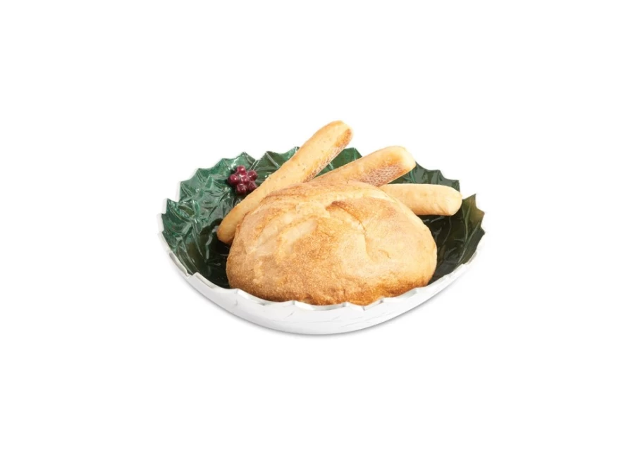 Julia Knight 12 Inch Emerald Green Decorative Bowl - Holly Sprig Design for Table Centerpiece