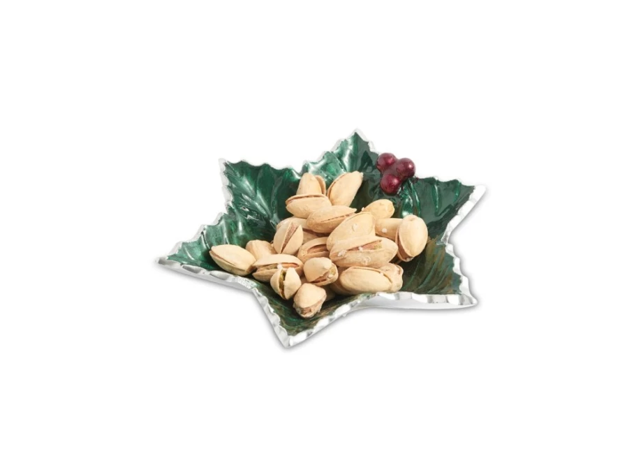 Julia Knight 6-Inch Emerald Green Starflake Bowl - Holly Sprig Design