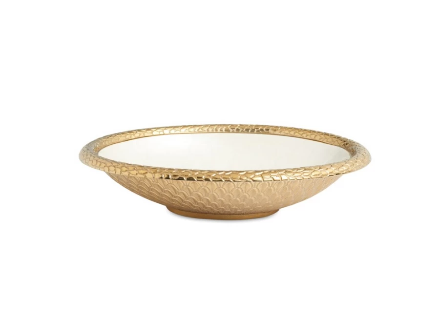 Julia Knight 15-Inch Gold Florentine Oval Bowl with Snowflake Design