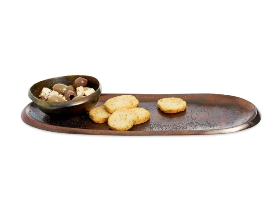 Julia Knight 14-Inch Bronze Eclipse Serving Tray - Elegant Round Decorative Metal Tray for Dining & Home Decor