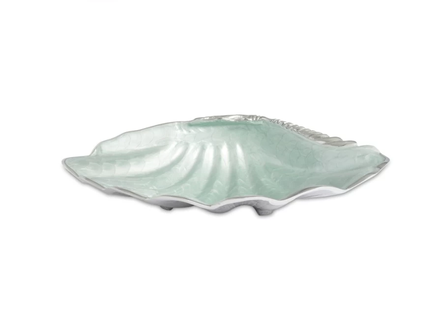 Julia Knight Tahitian Clam Shell Bowl - 17.5" Handcrafted Hydrangea Floral Decor - Beach Wedding Centerpiece