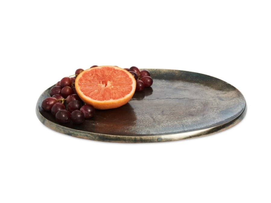 Julia Knight 15-Inch Steel Blue Eclipse Serving Platter for Elegant Dining