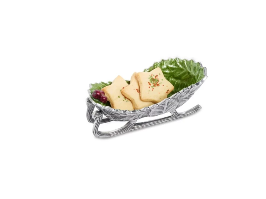 Julia Knight 8-Inch Sleigh Bowl with Holly Sprig Design - Mojito Green Decorative Serving Bowl