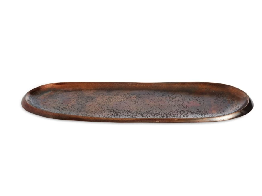 Julia Knight 14-Inch Bronze Eclipse Serving Tray - Elegant Round Decorative Metal Tray for Dining & Home Decor