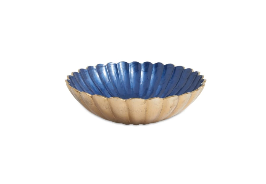 Julia Knight 15" Round Gold Sapphire Peony Decorative Bowl