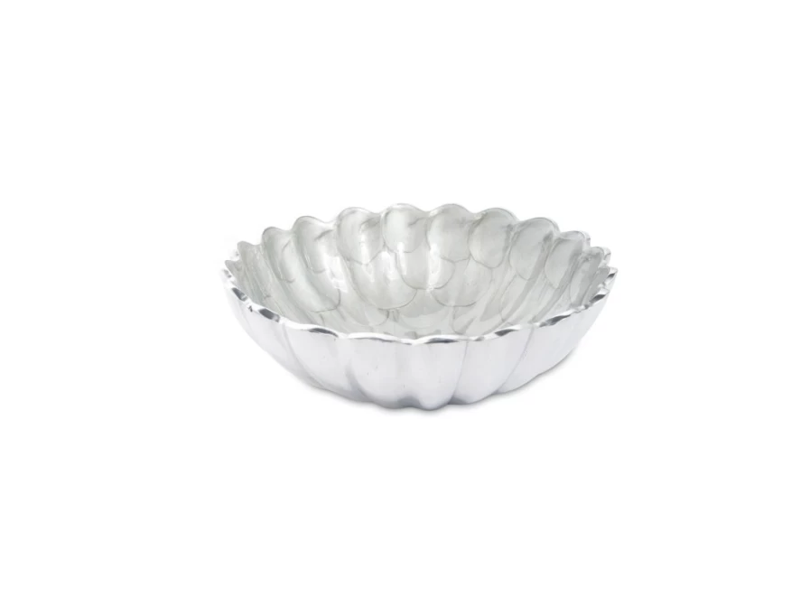 Julia Knight 8.5" Round Platinum Peony Design Deep Bowl for Dining & Decor