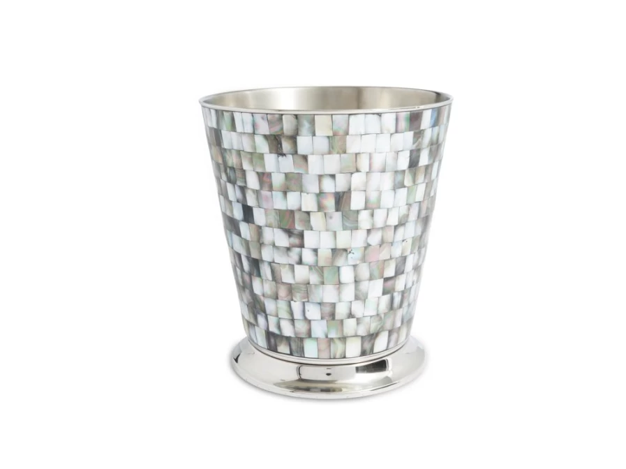 Julia Knight 9.75" Classic Tahitian Pearl Waste Basket - Elegant Trash Can for Home & Office
