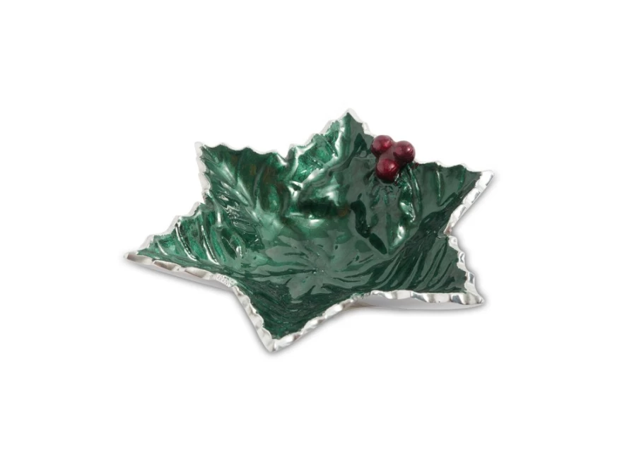 Julia Knight 6-Inch Emerald Green Starflake Bowl - Holly Sprig Design