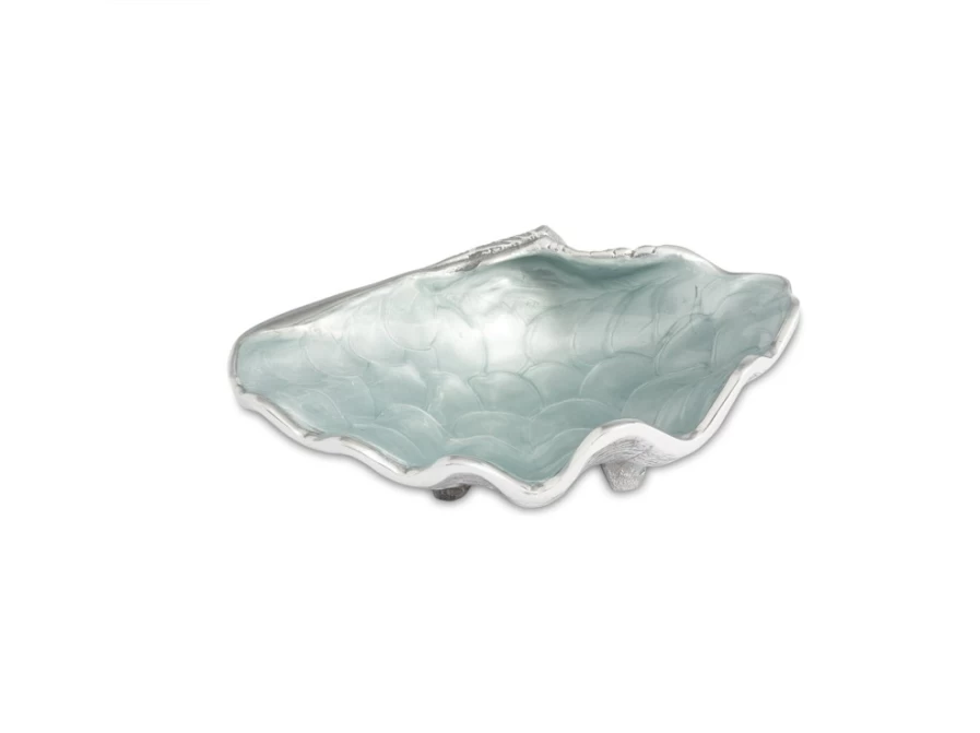 Julia Knight 8-Inch Tahitian Clam Shell Bowl with Hydrangea Design, Handcrafted Home Decor