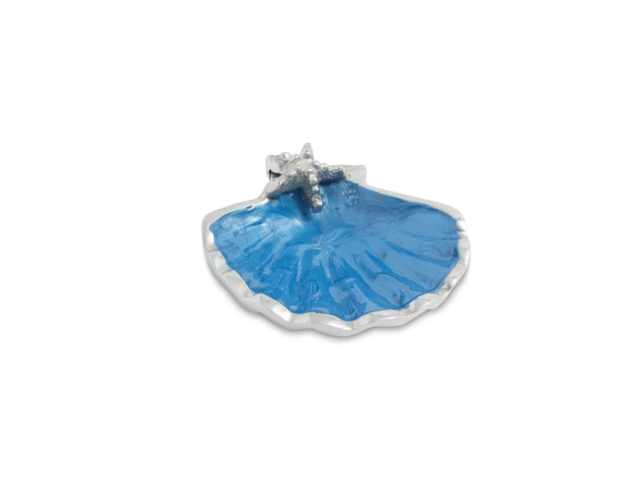 Julia Knight Azure Scallop Starfish 4 Inch Deep Bowl - Handcrafted Ceramic Sea Star Decor