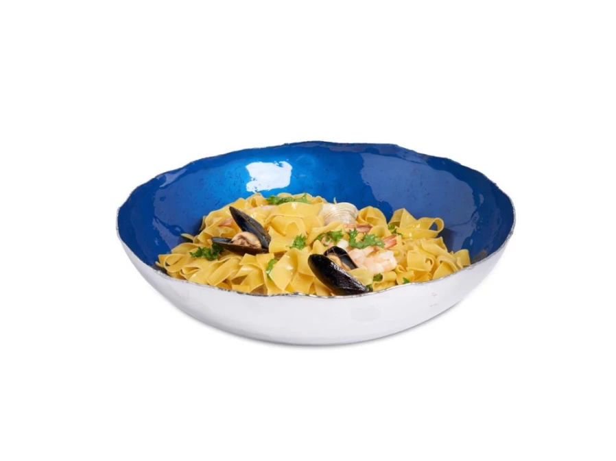 Julia Knight 14-Inch Cobalt Blue Shallow Bowl - Handcrafted Ceramic Serving Dish for Salads, Pasta & Decor