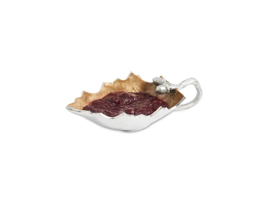 Julia Knight Elegant Oak Leaf Design Sauce Boat - Premium Toffee Serving Dish for Gourmet Dining